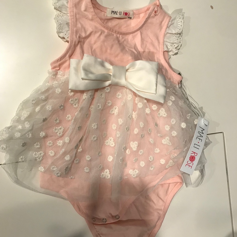 Brand New Mae Li Rose One Piece Outfit Tulle Lace Ribbon Onesie